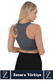 Yüksek Kaliteli Sarkma Önleyen Göğüs Toparlayıcı Spor Gündelik Kullanım Fermuarlı Şık Crop Büstiyer