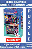 Premium Seri Eğlenceli El Göz Koordinasyon Beceri Geliştirici Çocuk 2x100 PUZZLE KURTARMA ROBOTLARI