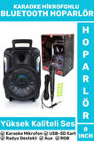 Yüksek Kaliteli DJ Bass AUX USB SF Kart Giriş Radyo Karaoke Mikrofon 8 Inch RGB Bluetooth Hoparlör