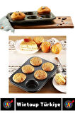 Premium Isıya Dayanıklı Yapışmaz Kolay Temizlenir Kek Brownie Cupcake 6'lı Muffin Kek Kalıbı