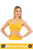 Göğüs Toparlayıcı Sarkma Önleyen Gündelik Spor Kullanım Şık Kalın Askılı Fitilli Crop Büstiyer