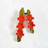 Uretti - Hülya 6683 8715 El Yapımı Taşlı Çiçek Desenli Polimer Kil 2’li Set Klipsli Saç Tokası / 8 cm - 6 cm