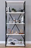 Ofis Çalışma Odası Dekoratif Endüstriyel Metal Kitaplık Dolap Ahşap Çam 5 Raflı 178x70 Cm