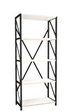 Ofis Çalışma Odası Dekoratif Endüstriyel Metal Kitaplık Dolap Ahşap Çam 5 Raflı 178x70 Cm
