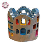 Uretti - Ayşe 7362 5814 El Yapımı Ev Motifli Renkli Dekoratif Mumluk Dekoratif Biblo