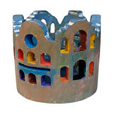 Uretti - Ayşe 7362 5814 El Yapımı Ev Motifli Renkli Dekoratif Mumluk Dekoratif Biblo