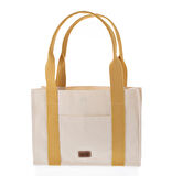 Kanvas Tote Bag, Orta Boy Krem-Hardal Kadın Kol ve Omuz Çantası, 35x25 cm, Ön ve İç Cepli,Mıknatıslı