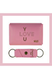 Pembe Renk, I LoVE YOu Sevenlere, İsme Özel Cüzdan Ve Anahtarlık Set, Efsane Hatıra Takım