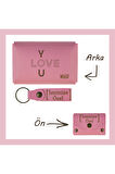 Pembe Renk, I LoVE YOu Sevenler İçin, İsme Özel Cüzdan Ve Anahtarlık Set, Efsane Hatıra Set