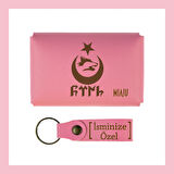 Pembe Renk, Bozkurt Ay Yıldız Sevenler İçin, İsme Özel Cüzdan Ve Anahtarlık Set, Efsane Hatıra Set