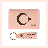 Yavru Ağzı, Ay Yıldız Desenli, İsme Özel, Cüzdan Ve Anahtarlık Set, Hediyelik Anı, Özel Günler İçin