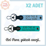 Koyu Turkuaz-Gök Mavi, Size Özel Tasarım İsim Yazılı 520 741 8 Sayısıyla Denge ve Huzur Anahtarlığı