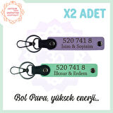 Mor -Yeşil, Adınıza Özel Bolluk Dolu Hediyelik 520 741 8 Sayısıyla Enerji Getiren 2'li Anahtarlık
