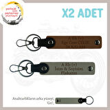 Motor Severlere, İsim Plaka ve A Rh (+) Kan Grubu, Özel Tasarım x2 Anahtarlık Set, Kül Gri-Kahve-Gr