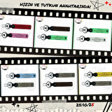 Yol Tutkunları İçin, İsim Plaka ve A+ Kan Grubuna Kişiselleştirilmiş x2 Anahtarlık, Mor-Yeşil-Laci