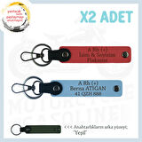 Yol Arkadaşları İçin, İsim Plaka ve A+ Kan Grubu Kişiye Özel x2 Anahtarlık Set, Nar Çiçeği-Mavi-Ysl
