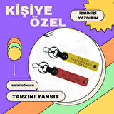 Biker Stiline Uygun İsim Plaka ve B + Kan Grubu Yazılı Acil Durum Deri x2 Anahtarlık Seti, Beyaz-Ysl