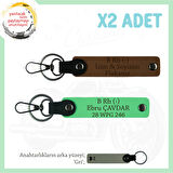 Bikerlar İçin İsim Plaka B Rh (-) Kan Grubu Yazılı Özel Tasarım x2 Anahtarlık Set, Kahve-F Yeşil-Gr