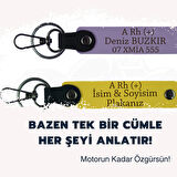 Bikerlar İçin İsim Plaka B Rh (-) Kan Grubu Yazılı Özel Tasarım x2 Anahtarlık Set, Kahve-F Yeşil-Gr