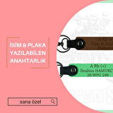 Bikerlar İçin Özel, İsim Plaka ve B Rh (-) Kan Grubu Yazılı Hediye x2 Anahtarlık Set, Mor-F Yeşil-SK