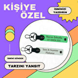 Motosiklet Aşıkları İçin, İsim Plaka Yazılı Kişiselleştirilebilir x2 Anahtarlık, Mavi-Beyaz-Gr