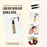 Akrabaya Manevi Hediye, İsim & Soyisim Yazılı 2’li Anahtarlık Seti, Kırmızı-Beyaz-Siyah