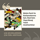Sevgiliye Anlamlı Armağan, İsim & Soyisim Yazılı 2’li Anahtarlık Seti, Kırmızı-Bordo-Siyah
