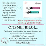 Komşuya Yılbaşı Jest, İsim & Soyisim Kişiselleştirilmiş 2’li Anahtarlık, Nar Çiçeği-S Kahve-Lacivert