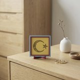 Kelime-i Tevhid Yazılı Hilal Motifli Dekoratif Obje, Yaşam Alanınıza Huzur Katan Tasarım 10x10 cm