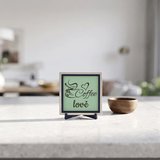 Coffee Love Yazılı Modern Dekoratif Obje, Kahve Tutkunları İçin Şık Bir Parça 10x10 cm