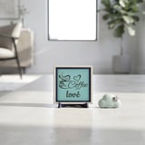 Coffee Love Yazılı Çağdaş Dekoratif Parça, Yaşam Alanınıza Keyif Katan Aksesuar 10x10 cm