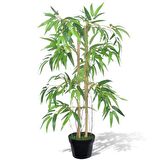 Yapay Ağaç Bambu Ağacı 2 Gövdeli Çalılı 90x70cm Siyah Plastik Saksılı