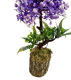 Bonsai Dekoratif Yapay Ağaç Yarım Top Kafalı Mor Bonzai 30CM
