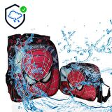 2 Gözlü Spiderman Sırt Çantası + Beslenme + Suluk - Örümcek Adam İlkokul Çantası - Okul Çantası