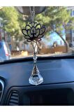 Yeni Lotus Çiçeği Ortası Yoga Yapan Taşlı Suncatcher Araç Içi Dikiz Ayna Süsü