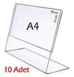 A4 L-Tipi Yatay Şeffaf Föylük Menü Fiyatlık Broşürlük Etiketlik (10 Adet)