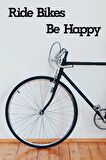 Ahşap Ride Bikes Be Happy Duvar Yazısı Duvar Süsü Bisiklet Yazısı