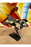 F16 Savaş Uçağı Sesli Işıklı Çekbırak METAL (Buhar Atar) F16 Uçak Standlı Koleksiyonluk Diecast Uçak