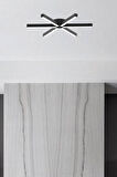 Borde ( Siyah Kasa, Sarı Işık ) Ledli Modern Plafonyer Led Avize, Salon, Mutfak, Oturma Odası