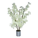 Yapay Ağaç Bambu Dalında Beyaz Bahardalı Ağacı 80 cm Ağacı Japon Kiraz Çiçeği 