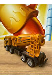 Sürtmeli Metal Kafalı Oyuncak İnşaat Aracı Beton Mikseri Tır 17CM Oyuncak İnşaat Araçları Mikser