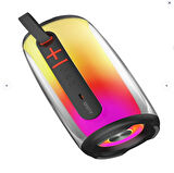 MY BLACK Bluetooth Hoparlör  USB + AUX + TF Kart Desteği Renkli LED Işık Efektli Taşınabilir Ses Bombası