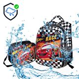 Race Car Sırt Çantası + Beslenme - Cars İlkokul Çantası - Erkek Çanta Çocuk Çantası Okul Çantası
