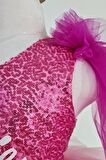 Tek Omuz Barbie Kostümü - Barbi Elbise- Barbie Elbise Barbie Cosplay - Pembe Elbise Balo Kostümü