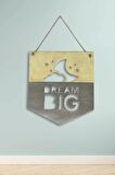 Dream Big Çocuk Odası Ahşap Gri Duvar Dekor Ürünü Bulut Yıldız Desenli 