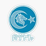Göktürkçe Kurt Ay ve Hilal 22 CM Araba Oto Sticker Mavi