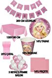16 Kişilik Barbie Parti Seti, Barbie Doğum Günü Konsept Set Süsleri