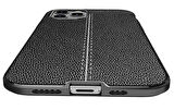 Vendas iPhone 12 Pro Uyumlu Deri desenli premium silikon kılıf