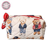 Uretti - Petek 7523  El Yapımı Teddy Bear Temalı 2'li Bakım / Portföy Çantası Seti