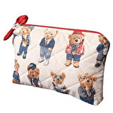 Uretti - Petek 7523  El Yapımı Teddy Bear Temalı 2'li Bakım / Portföy Çantası Seti